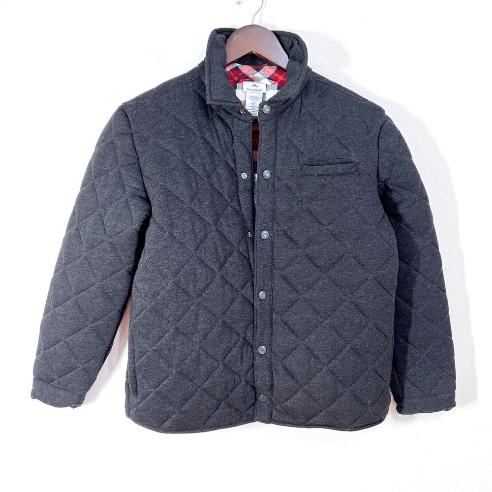 Tommy Bahama Kids Boys Snap Quilted Jacket XL (14) Red Flannel Lined‎ Schoolwear